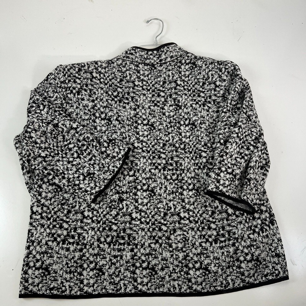 Ming Wang‎ Blazer Womens White Black Mandarin Collar 3/4 Sleeve Knit Jacket PXL - Picture 8 of 12